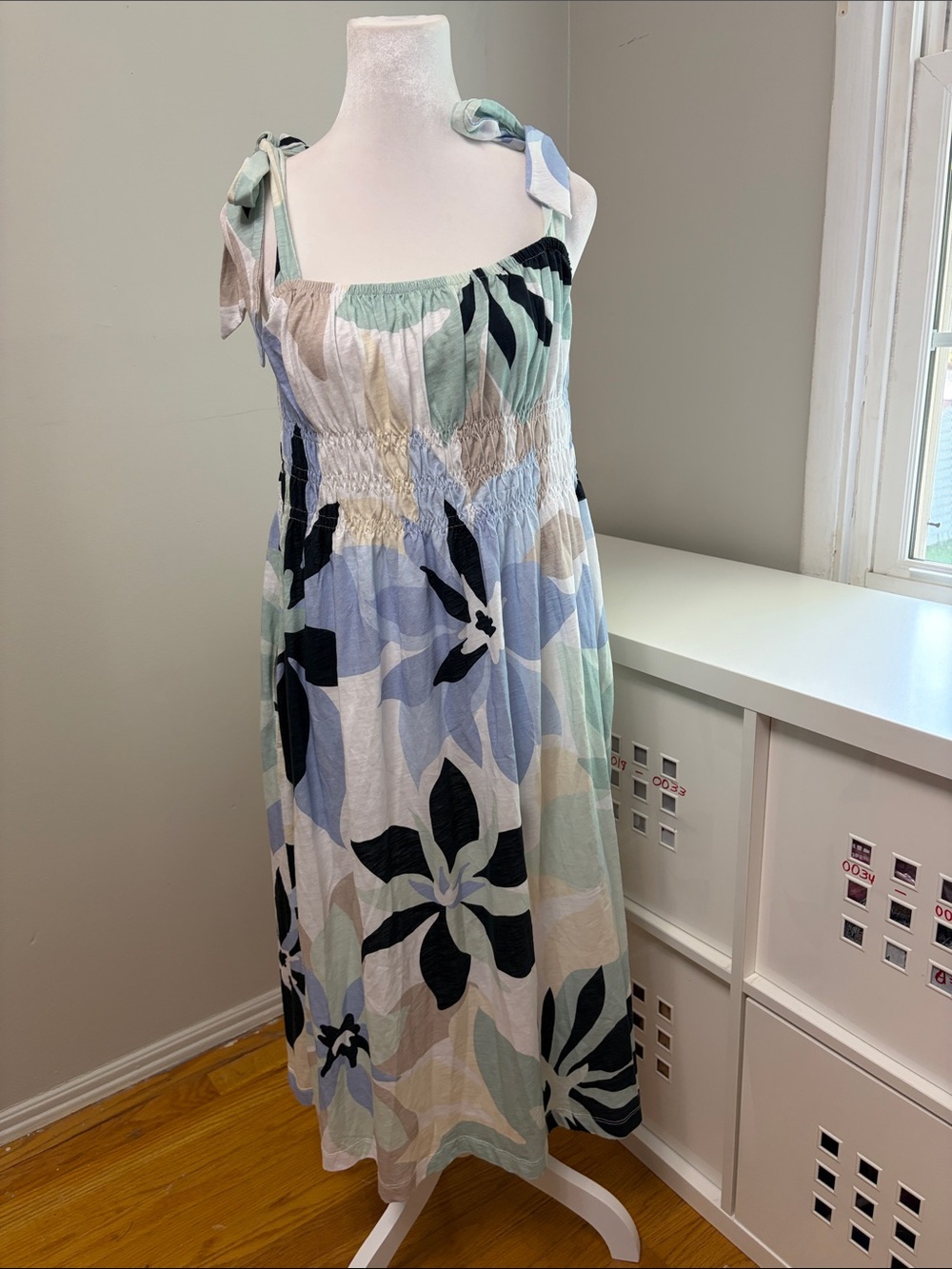 NWT Barbour Nadia Floral Midi women Dress Blue Multi 100% cotton Size 10 (UK 14)